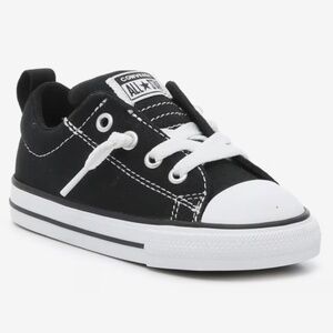 CONVERSE · ALL STARS TODDLER BLACK + WHITE SNEAKERS - SIZE 6